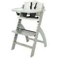 Abiie Beyond Junior Wooden High Chair for Babies and Toddlers - Convertible 3-in-1 Baby Highchair with Removable Tray - 6 Months to 250 Lb - Water Resistant - Misty Grey Wood/Dove Grey Cushion
