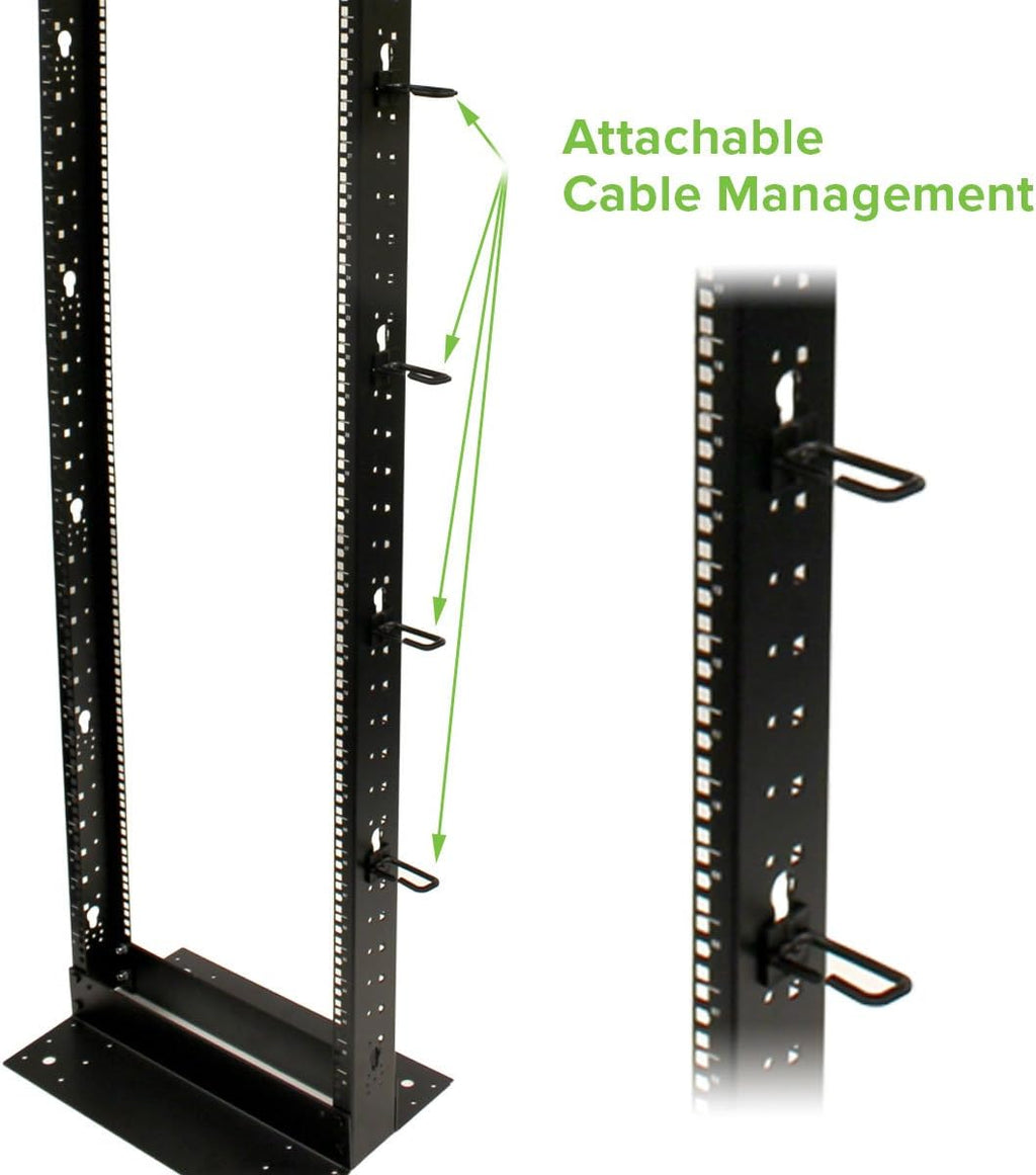 NavePoint 45U 2 Post Open Frame Server Rack for 19 Inch Equipment, AV, Networking, Data & IT Devices, 2-Post Rack 45U 881lbs Weight Capacity, Black