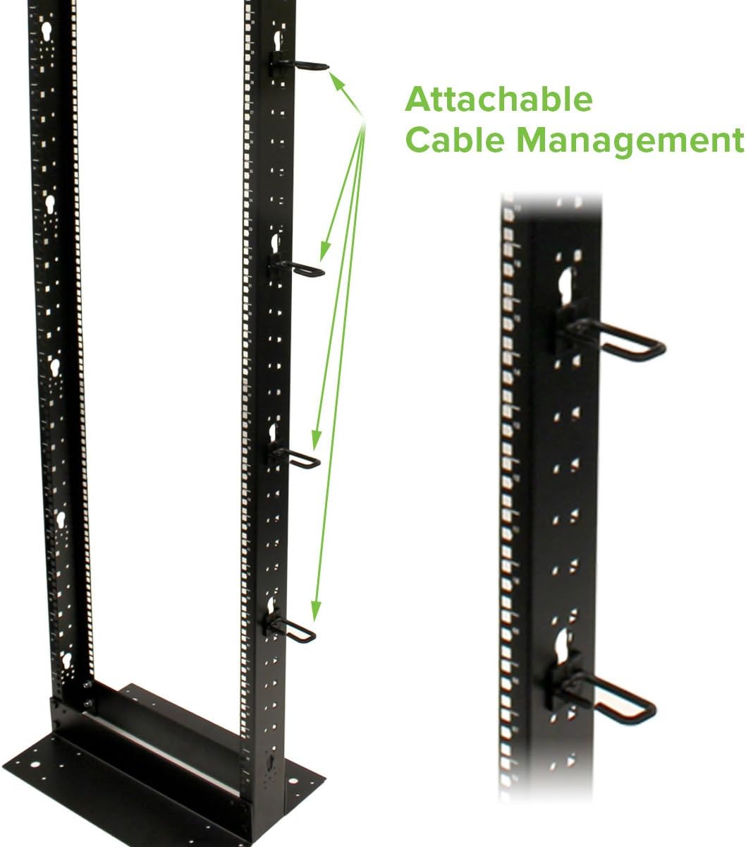 NavePoint 45U 2 Post Open Frame Server Rack for 19 Inch Equipment, AV, Networking, Data & IT Devices, 2-Post Rack 45U 881lbs Weight Capacity, Black