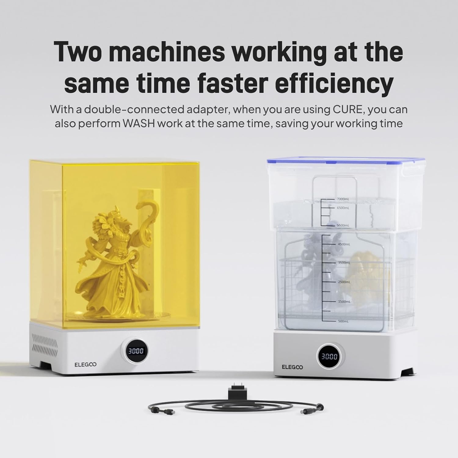 ELEGOO Mercury XS Bundle, Wash and Cure Machine for Large Resin 3D Printed Models, Compatible with Saturn and Mars LCD 3D Printers, with a Handheld UV Lamp