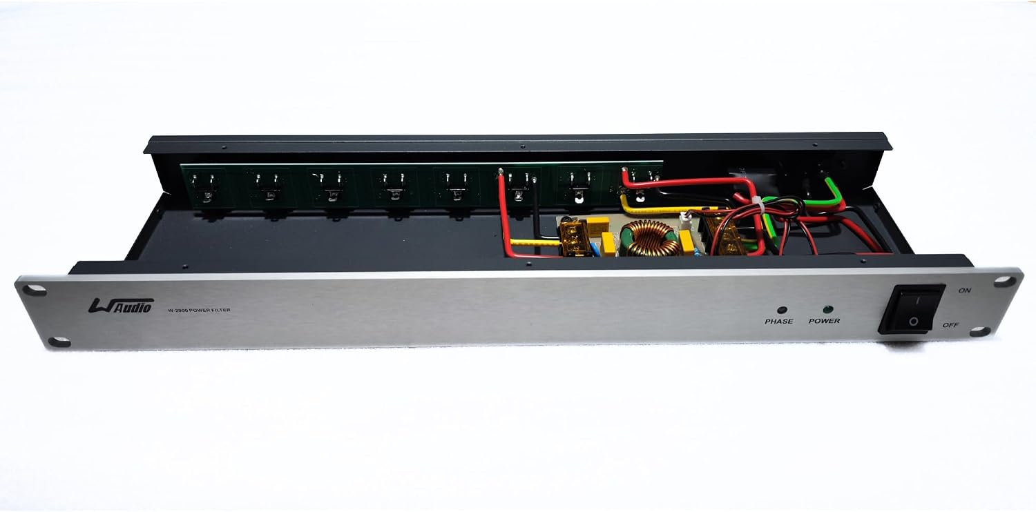WAudio 1U Rackmount Power Conditioner - AC Noise Power Filter, Mains Purifier with Surge Protection (Black)