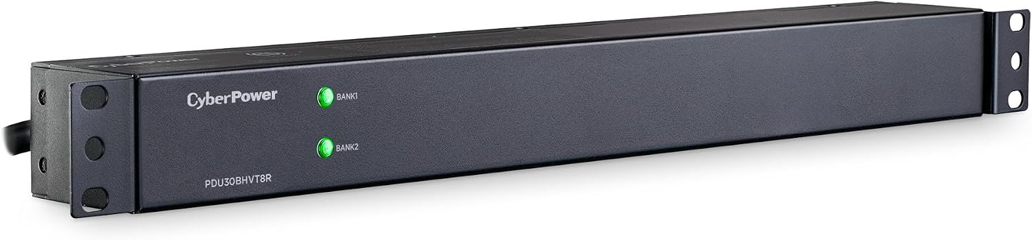CyberPower PDU30BHVT8R Basic PDU, 208-230V/30A (Derated to 24A), 8 Outlets, 10ft Power Cord, 1U Rackmount