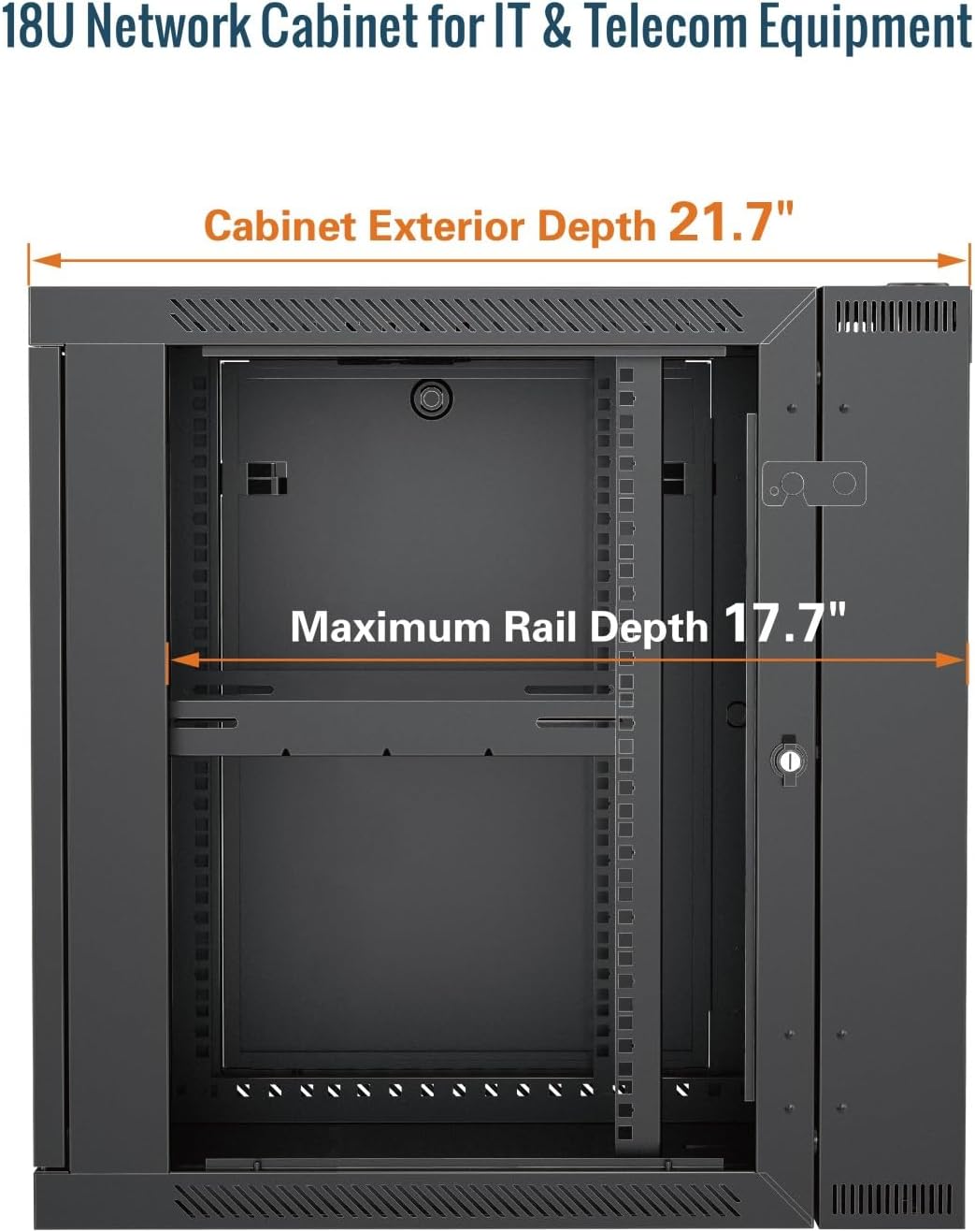 Tecmojo Fully Welded Server Cabinet, 18U Wall Mount Rack, 21.7inch Depth Network Rack, Mesh Door, Swing Out, Load Bearing 242lbs (110 kg), Network Cabinet for 19in Computer/AV/Data/IT Equipment