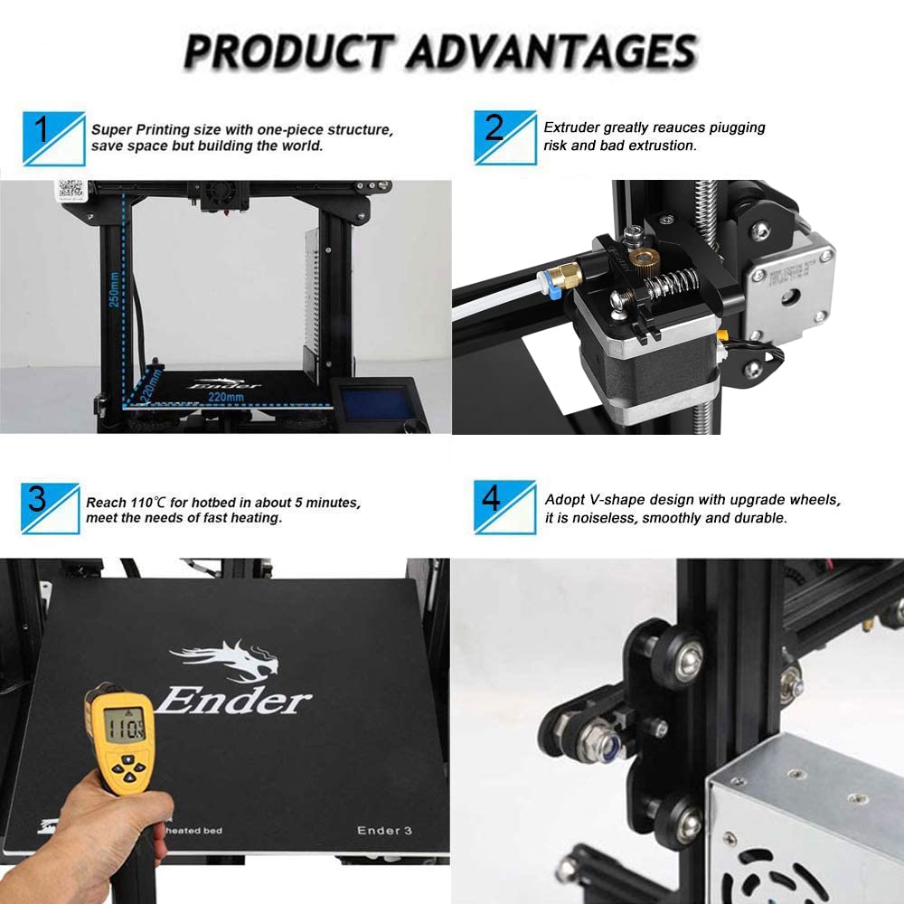 Comgrow Creality Ender 3 3D Printer and Official Creality Ender 3V2 Dual Z-axis Kit with Lead Screw