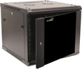 NavePoint 9U Server Cabinet Wall Mount Rack Enclosure Includes 2 Fans, Locking Glass Door, Removable Side Panels – 9U Network Cabinet 23.6' Deep, 19 Inch Server Rack for IT and A/V Equipment