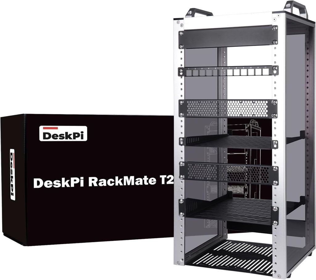 GeeekPi 12U Server Cabinet, 10 inch Server Rack for Network, Servers, Audio, and Video Equipment, DeskPi RackMate T2 Rackmount, 10.23 inch Depth
