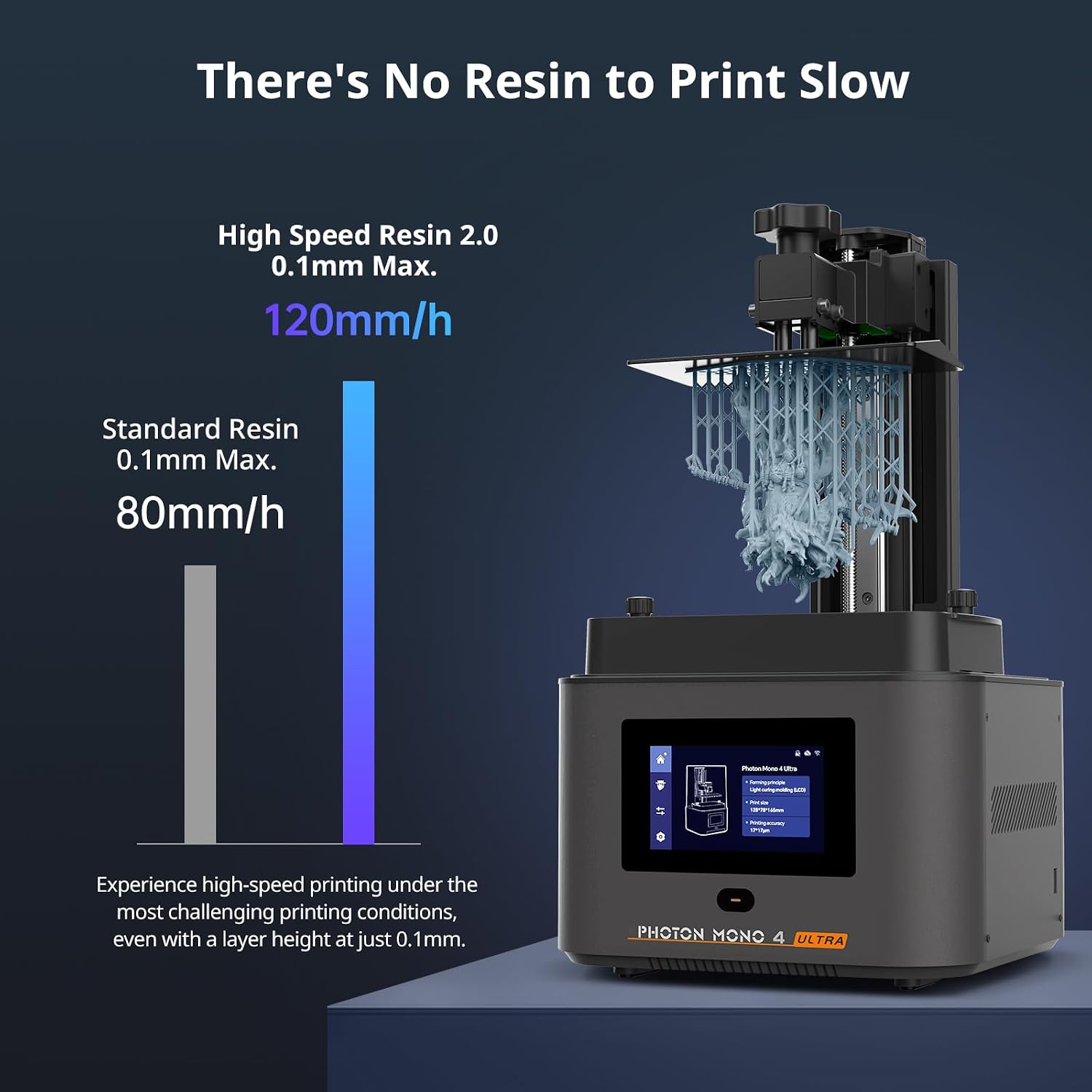 ANYCUBIC 10K Resin 3D Printer, Photon Mono 4 Ultra 7'' LCD Mono Screen with COB Light Source, Max Printing Speed Up to 120mm/h, HD Touchscreen with 8 Languages, 6.04'' x 3.42'' x 6.49'' Printing Size