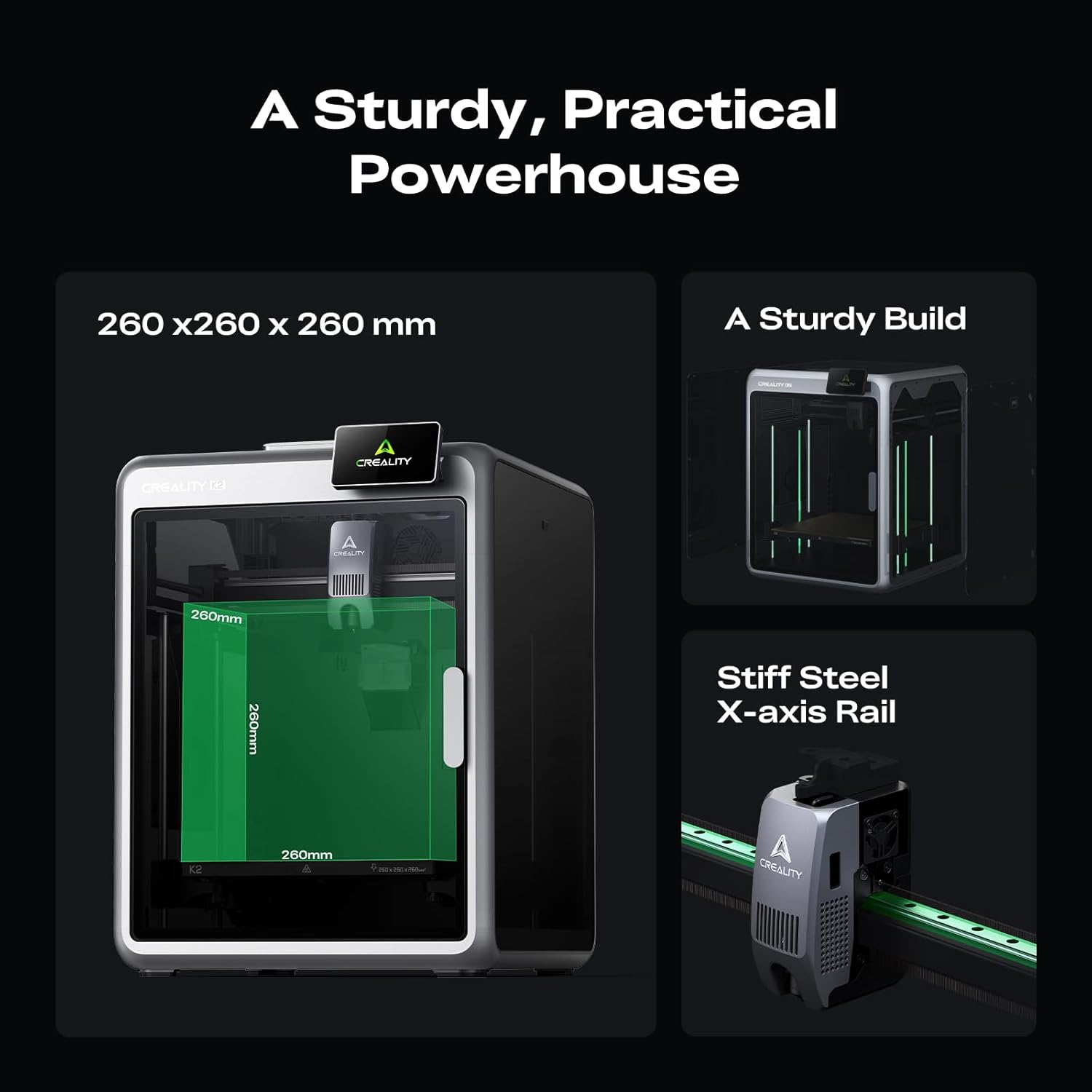 Creality K2 Combo (A) 3D Printer, Multicolor Printing with CFS, 600mm/s Printing Speed, 95% Pre-Assemble, Smart Al Camera & Auto Leveling, Next-Gen Direct Drive Extruder, Build Volume 260*260*260mm