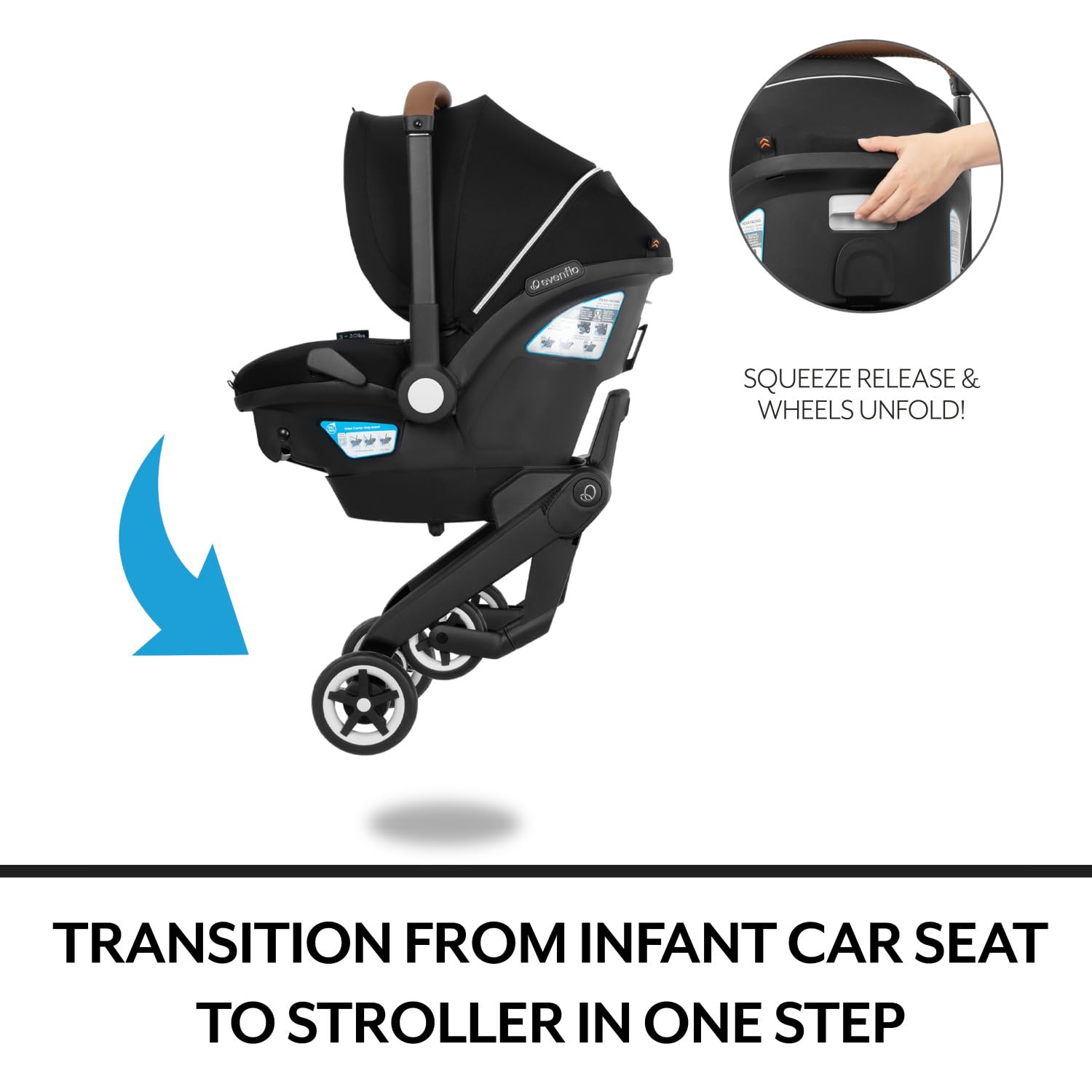 Evenflo Shyft DualRide Infant Car Seat Stroller Combo Moonstone
