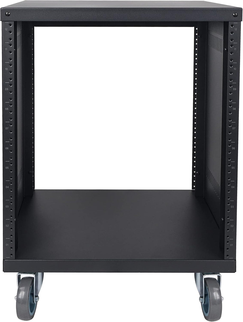 Sound Town 12U Universal Steel Rack, w/Mesh Doors, Locking Casters, Vented Side Panels for Audio Video, Server and Network Equipment (STRK-M12UWD)