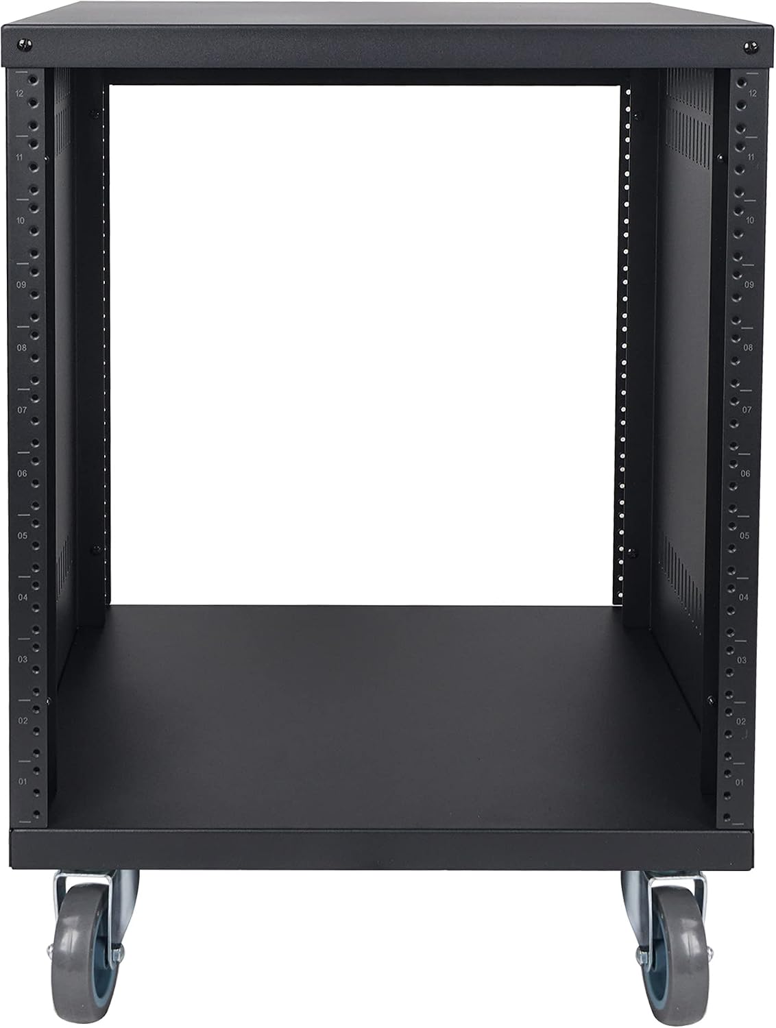 Sound Town 12U Universal Steel Rack, w/Mesh Doors, Locking Casters, Vented Side Panels for Audio Video, Server and Network Equipment (STRK-M12UWD)