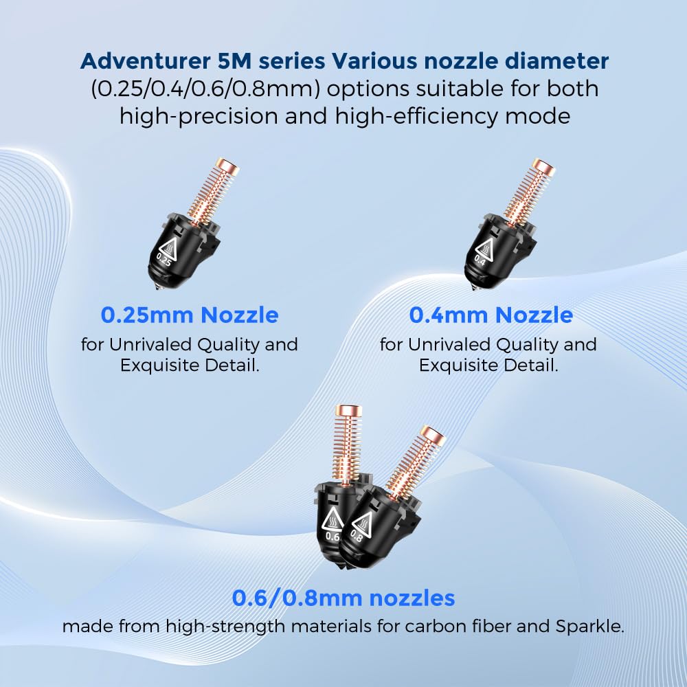 FLASHFORGE Adventurer 5M Series 3D Printer Nozzle Assembly, 3S Quick-Detachable Nozzle,Max 280℃ High Temperature & High Flow 32mm³/s Nozzle for Adventurer 5M/5M Pro 3D Printers（4pcs Nozzles Set）