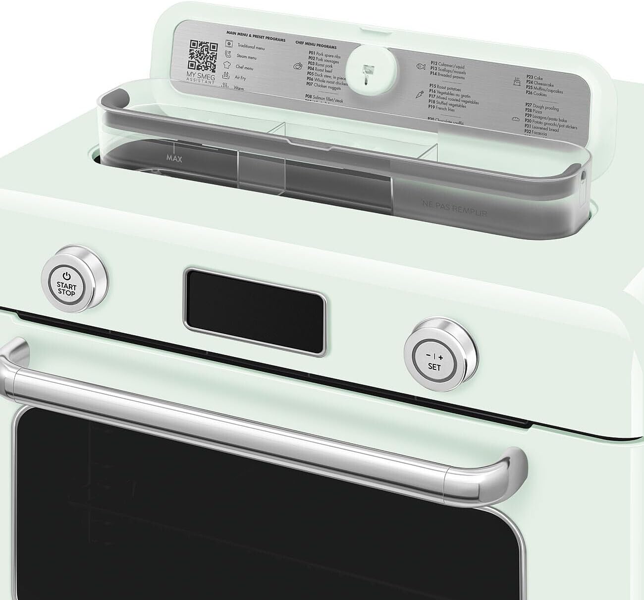 SMEG COF01Countertop Combi Oven - Multi-Function Grill, Air Fry, Steam, Bake, Convection, Defrost, and Warm, 10 Cooking Functions - Made In Italy (Pastel Green)