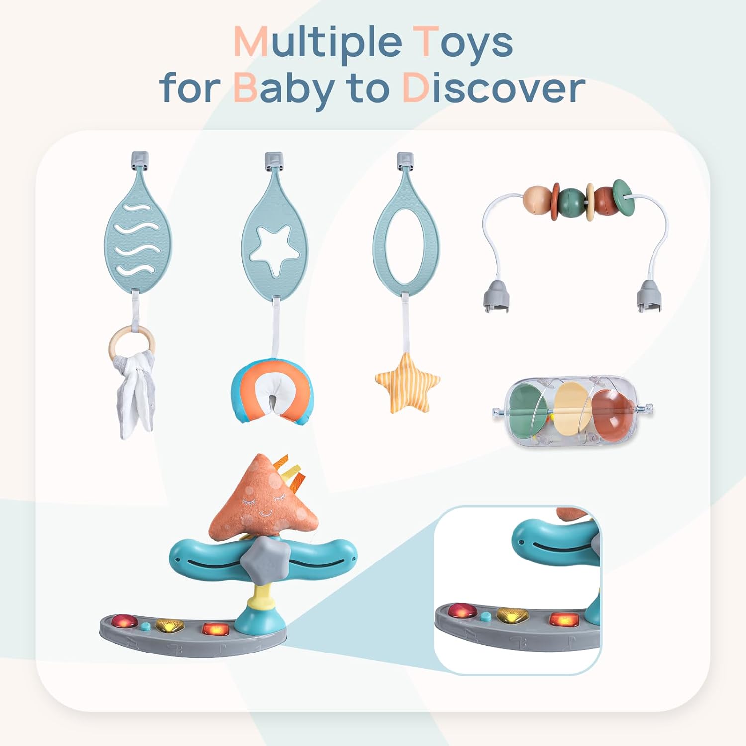 Baby Activity Center, Baby Jumper Activity Center with Music, Interactive Toys, 360° Rotating Seat, 3 Adjustable Heights, Infant Activity Jumper for 6+ Months (Gray Forest)