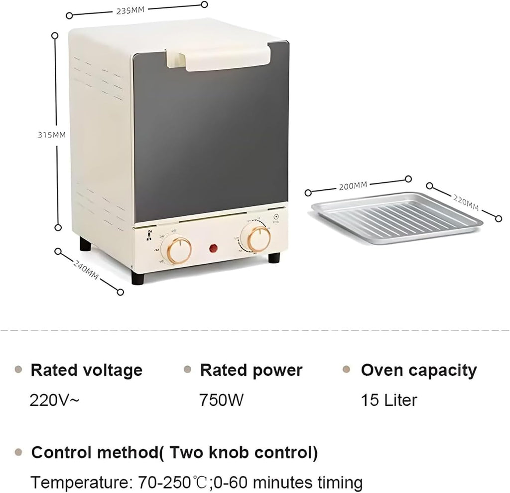 750W Countertop Mini Oven Air Fryer, 15L Electric Household Multi-function Oven with Adjustable Temperature and Timer, Air Fryer Toaster Oven Combo 360° Hot Air Circulation