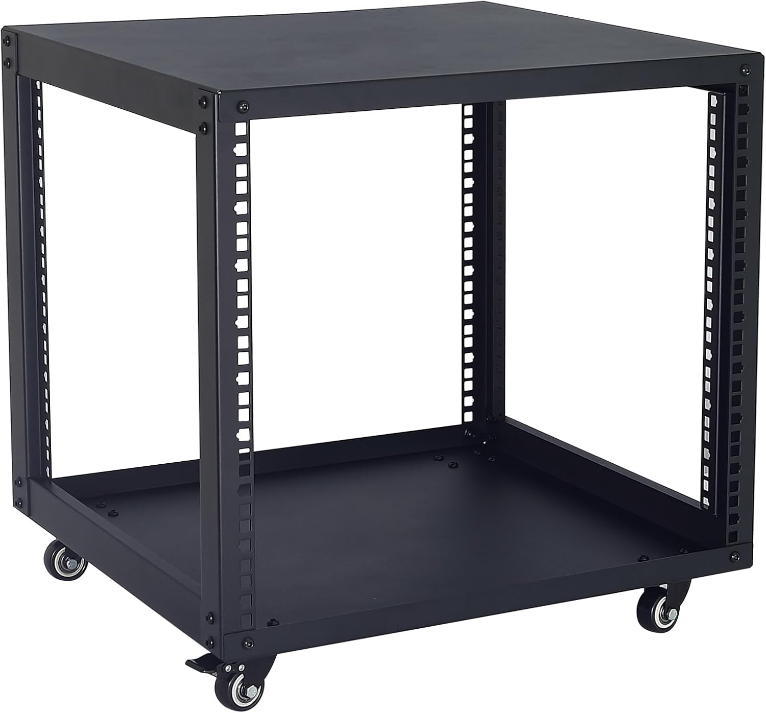 SC02 9U 19' Open Frame Network Server AV Gear Equipment Rack Mobile Storage Cabinet with Casters & a Shelf - for HsSome Audio & Video DJ Recording Studio Sound Equipment