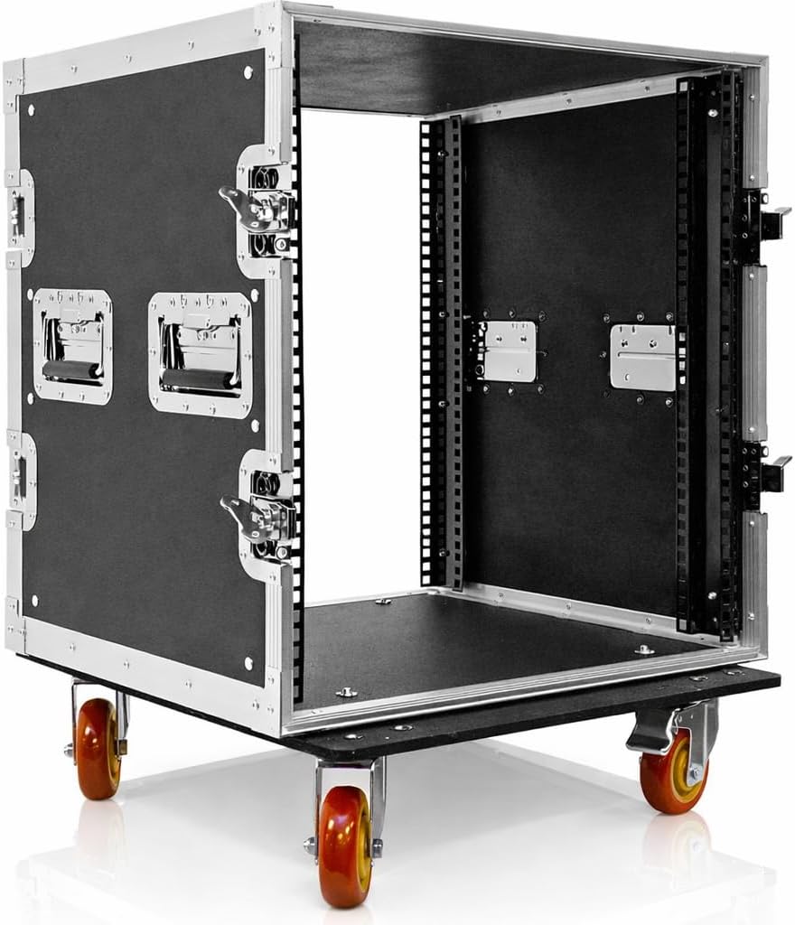 Seismic Audio SATAC12U 12U ATA Rack Case with Casters – Heavy Duty 19 Inch Road Rack for Amplifiers, Mixers, Wireless Systems