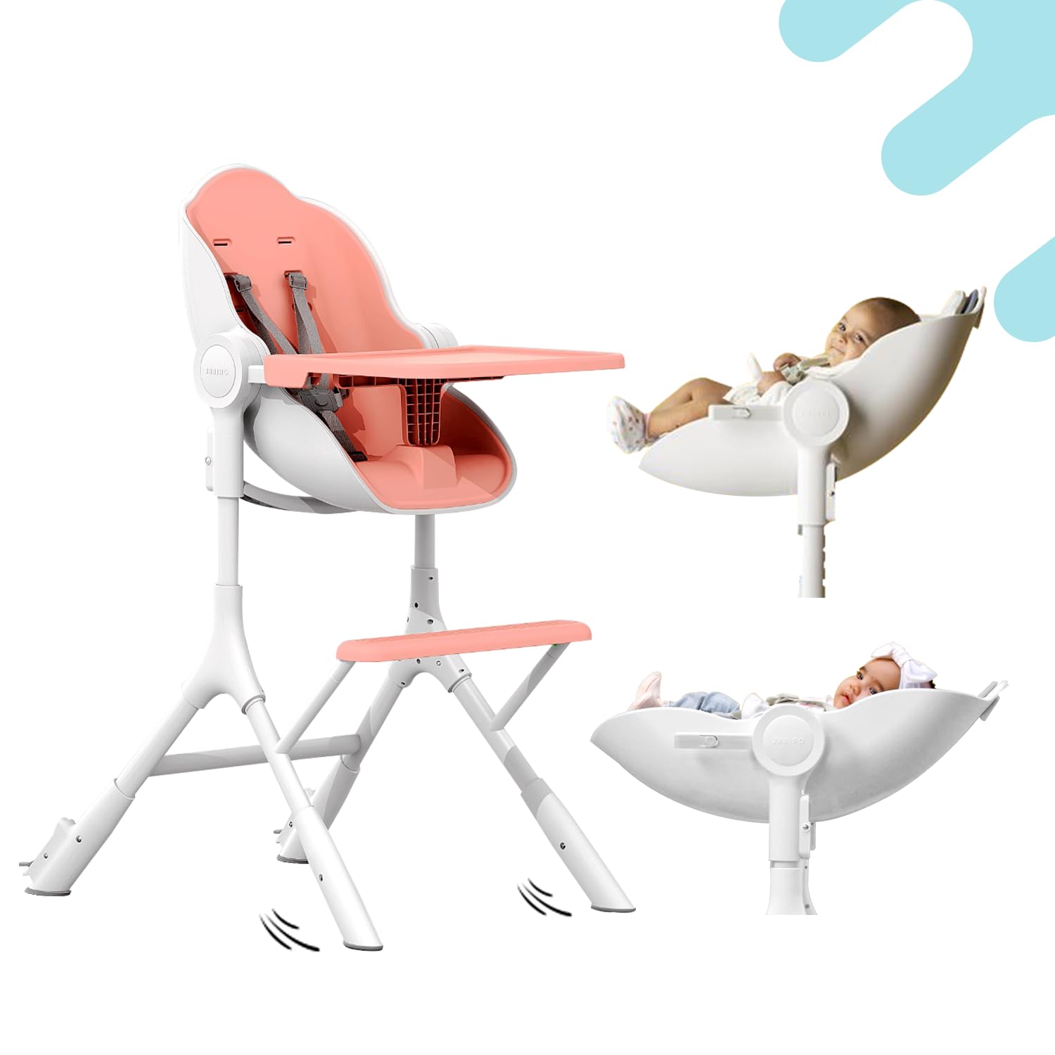 Oribel Cocoon Z High Chair & Baby Lounger | Perfect High Chair for Toddlers/Newborns | Glides Easily on All Surfaces | Secure Locks | Convertible Chair for Feeding (Cotton Candy Pink)