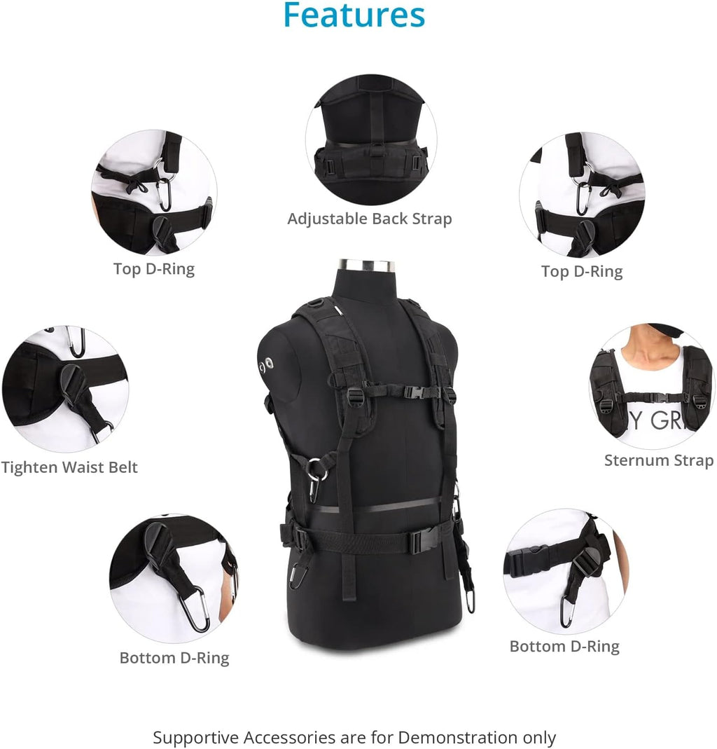 PROAIM Cube Universal Jacket for Field Audio Recorder Bags | Adjustable Vest for Sound Recordists, Soundmen & Audio Mixers - Comes with Accessory Pockets for Often Used Tools (JK-CBUH-01)