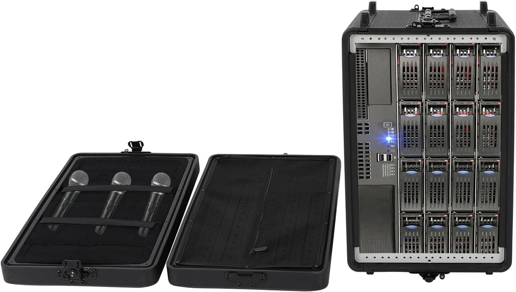 6U Rack Case, Dust-Proof 6U Rack Case with Microphone Storage Compartments, Countertop Rectangular 6U Rack Case with Practical Handle for Equalizers, Amplifiers, Speakers, Audio Equipment
