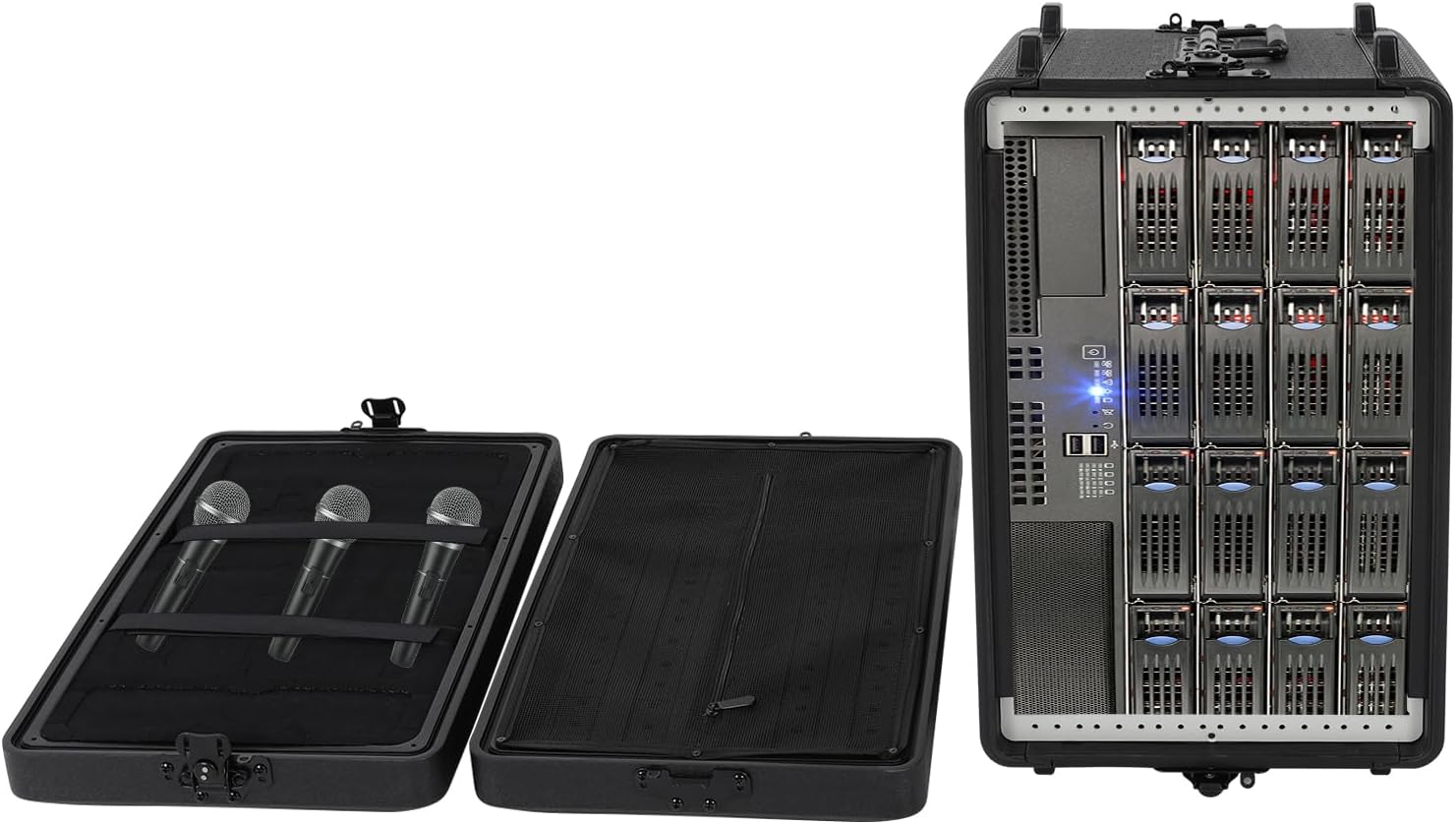 6U Rack Case, Dust-Proof 6U Rack Case with Microphone Storage Compartments, Countertop Rectangular 6U Rack Case with Practical Handle for Equalizers, Amplifiers, Speakers, Audio Equipment