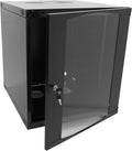 9U Server Cabinet Wall Mount Rack Enclosure with Caster Wheels 2 Server Fans Locking Glass Door Removable Side Panels 19' Network Cabinet 15-18.5' Installation Depth Heavy-Duty Frame(23INCH, 9U)