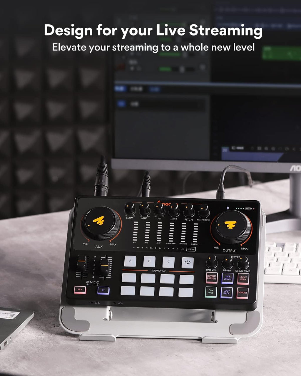 MAONO-MaonoCaster-Podcast Equipment Bundle for 2-includes All-in-one Audio Interface with Premium Mic Preamp, XLR Condenser Microphone, and 3.5MM Mic for Podcast Recording, Streaming, DJ (AME2 Duo)