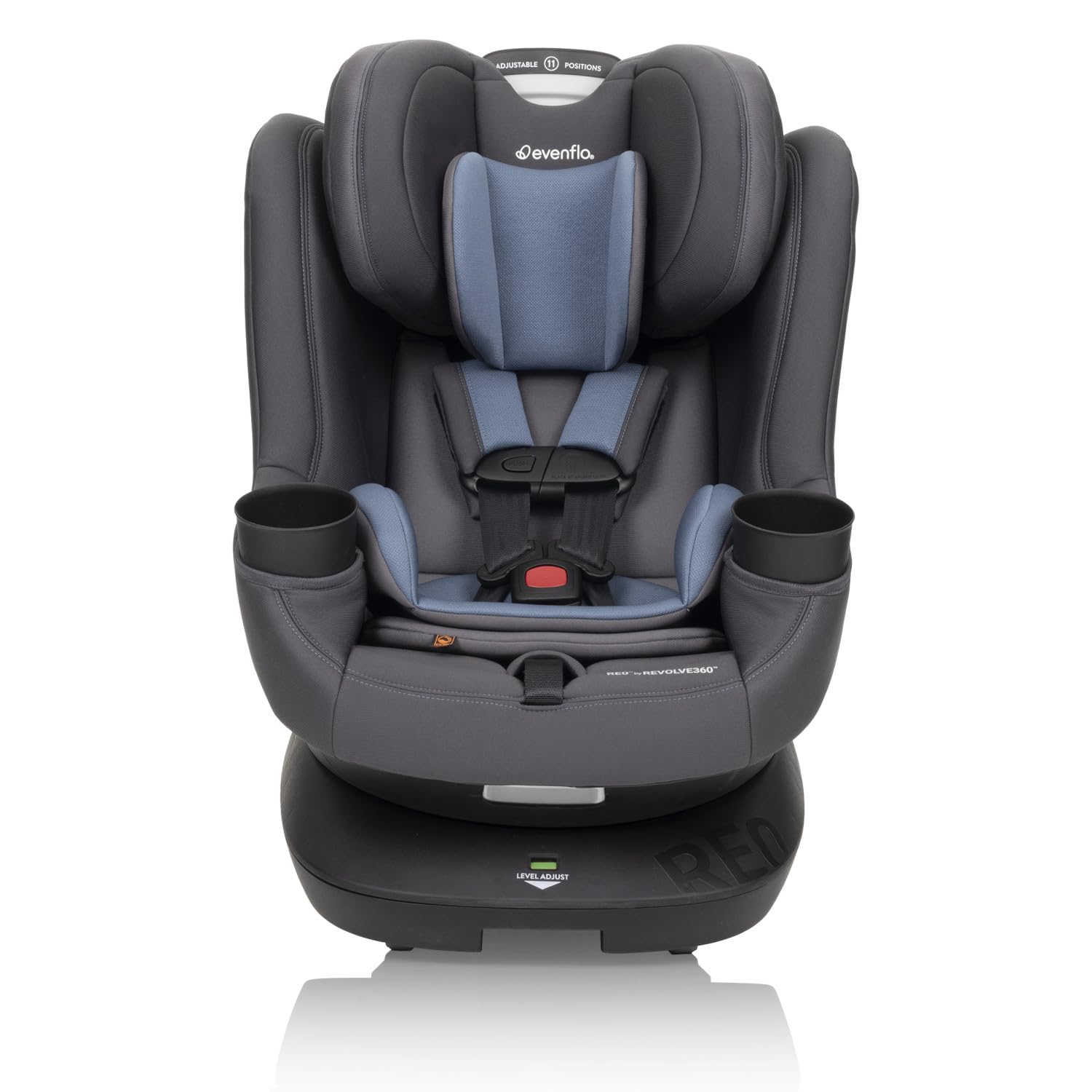 Evenflo REO by Revolve360 Rotating Convertible Car Seat with Quick Clean Cover, Infant to Toddler, Forward and Rear Facing, Compact Design, One-time Install (Nantucket)