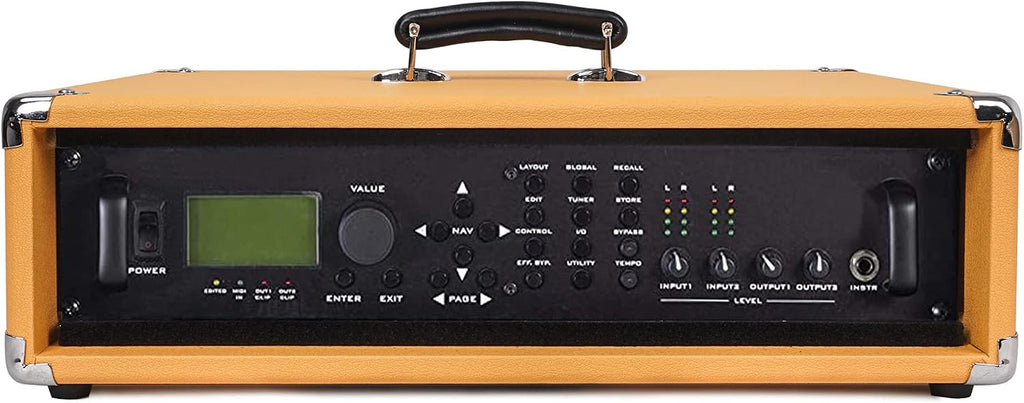 Sound Town Vintage 2U Amp Rack Case, 12.5' Depth with Rubber Feet, Dust Cover, Kickstand, Orange (STVRC-2OR)