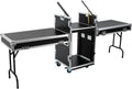 14U PA DJ Pro Audio Rack/Road ATA Case with 2 DJ Work Tables, Heavy-Duty Plywood Av Rack Case with Casters, Mobile 2 Tiers Studio Rack for Storing Electronic Equipment, Metal Corners