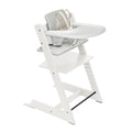 Stokke Tripp Trapp High Chair 2 (White), Cushion 2 (Nordic Grey) + Stokke Tray (White) - Includes Chair + Baby Set with Removable Harness for Children 6-36 Months