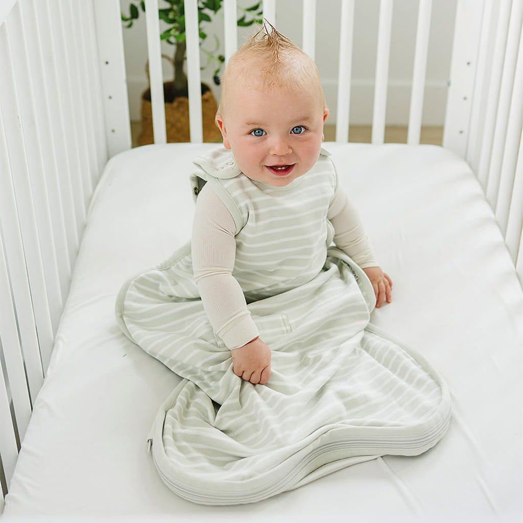 Woolino Ultimate Baby Sleep Sack – 4 Season Merino Wool Sleeping Bag, Organic Cotton Outer, Temp Regulating Blanket, Adjustable Sleep Sack Universal Size 2–24 Months - Birch Gray