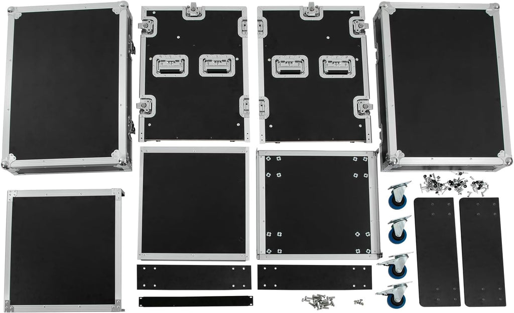 12U PA DJ Rack with 4 Wheels, Heavy-Duty Mobile Audio Equipment Cabinet with Side DJ Table Top, 661 lbs Capacity Studio Rack for Mixer, Amplifier, Speakers (12U /Side Table)