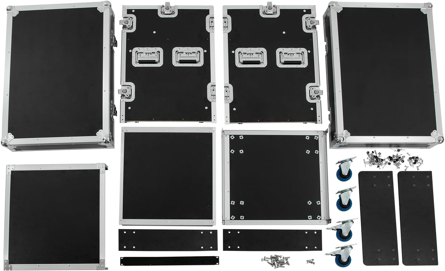 12U PA DJ Rack with 4 Wheels, Heavy-Duty Mobile Audio Equipment Cabinet with Side DJ Table Top, 661 lbs Capacity Studio Rack for Mixer, Amplifier, Speakers (12U /Side Table)