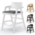Wooden High Chair for Toddlers & Baby, Adjustable Dining Feeding Chair Grows with Kid, Convertible High Chair for Babies, Wipe Clean Skin-Friendly Cushion, for Home & Restaurant - White