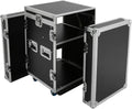 10U PA DJ Pro Audio Rack Road Case with Slant Mixer Top and Casters, DJ Mixer Rack, Pro Tour Grade
