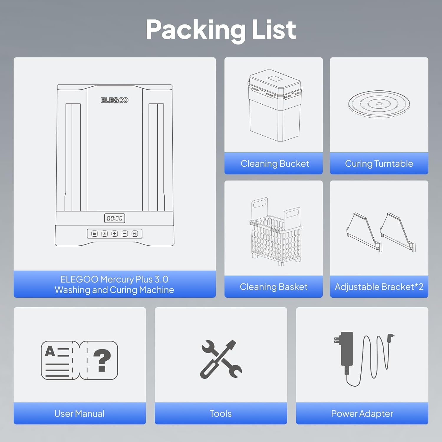 ELEGOO Mercury Plus 3.0 Wash and Cure Station, UV Curing Resin, Large Capacity of 7.5L for MSLA SLA DLP 3D Printer Saturn Mars