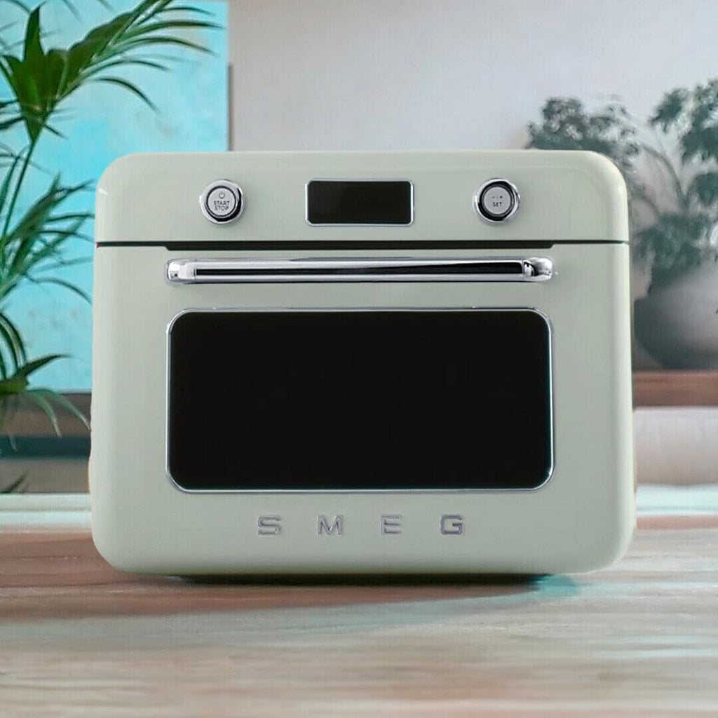 SMEG COF01Countertop Combi Oven - Multi-Function Grill, Air Fry, Steam, Bake, Convection, Defrost, and Warm, 10 Cooking Functions - Made In Italy (Pastel Green)
