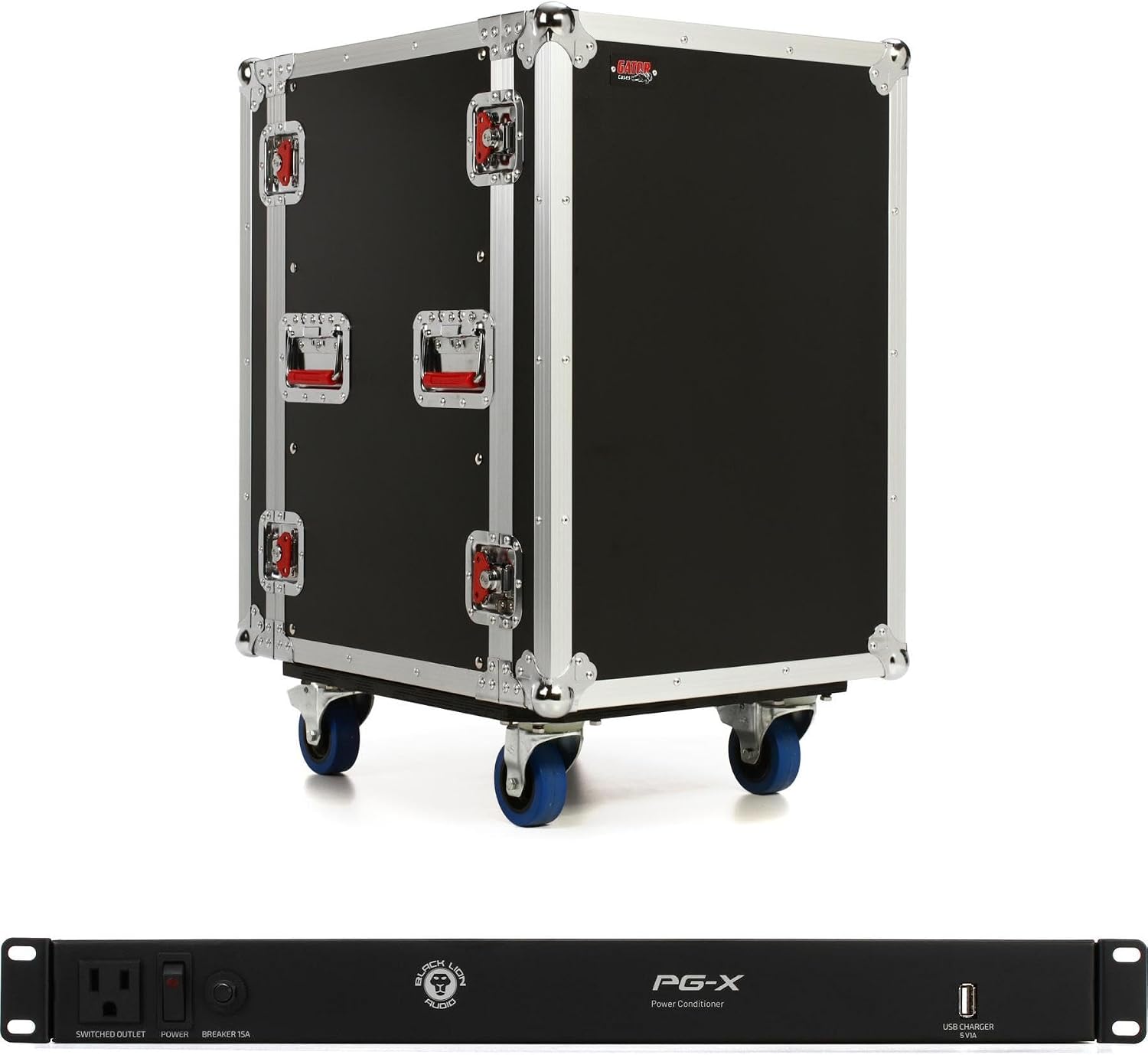 Gator G-TOUR 16U CAST ATA Rack Case: Durable 9mm Plywood with Casters & Power Conditioner - Secure 17' Depth for Audio Equipment