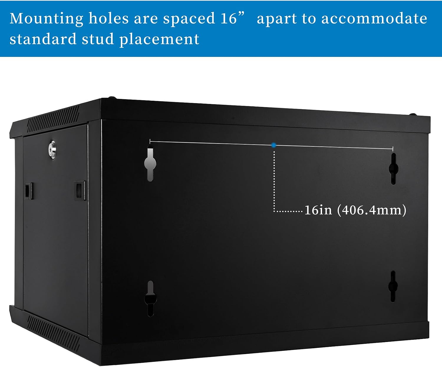 RackPath 6U Wall Mount Network Rack Cabinet – Quiet Cooling Fan, Locking Glass Door, 17.7' Deep (450mm), Removable Locking Side Panels, Fits 19' IT & A/V Equipment
