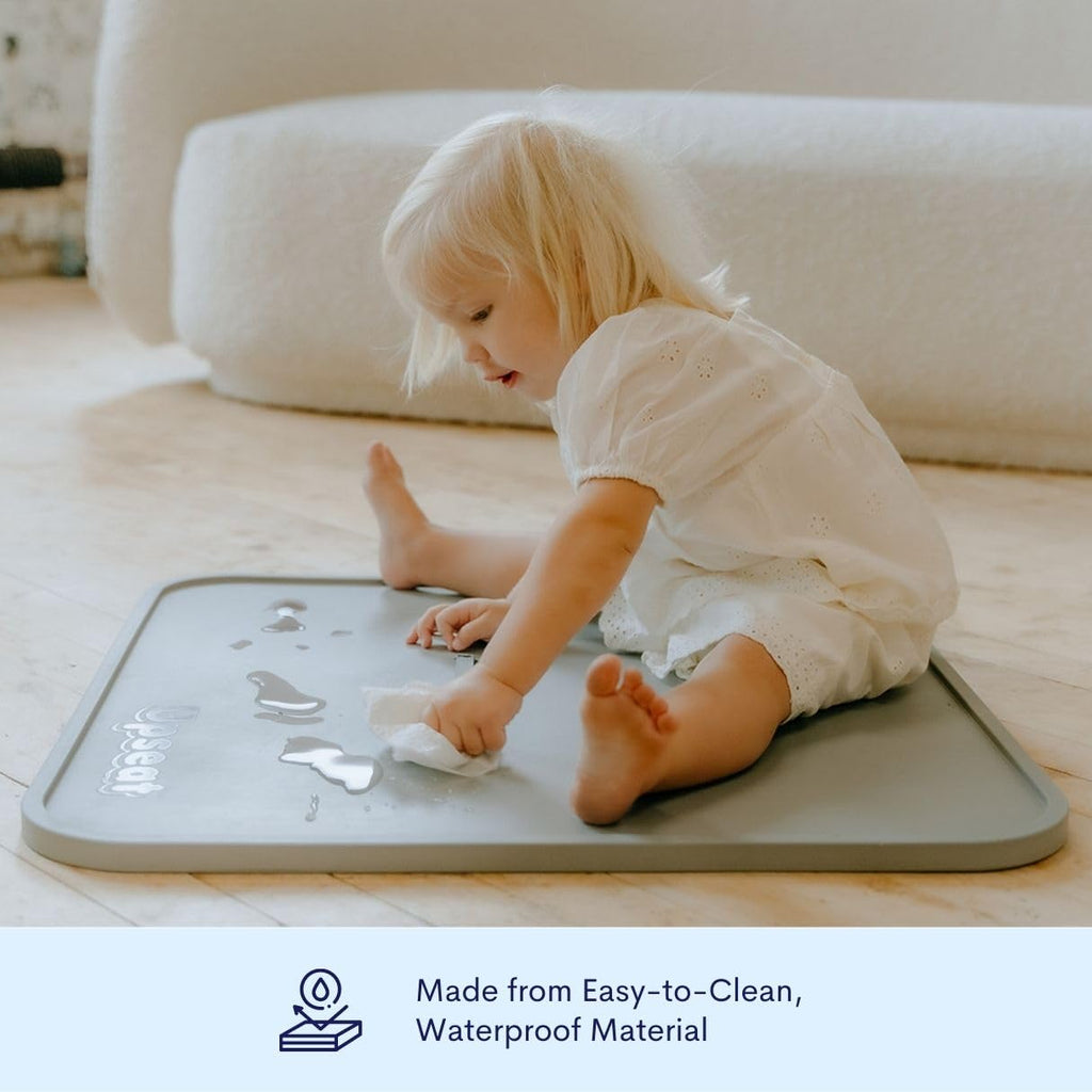 Upseat Ergonomic Baby Seat + Splat Mat, Waterproof, Soft, Spill & Mess Containment Bundle