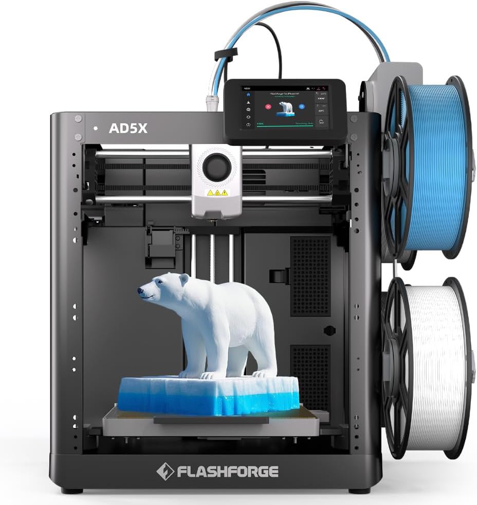FLASHFORGE AD5X 3D Printer,Multi-Color 3D Printer with IFS,Fully Auto Leveling with Max 600mm/s High Speed Printing and Max 300°C Nozzle,Large Printing Size 220 * 220 * 220mm