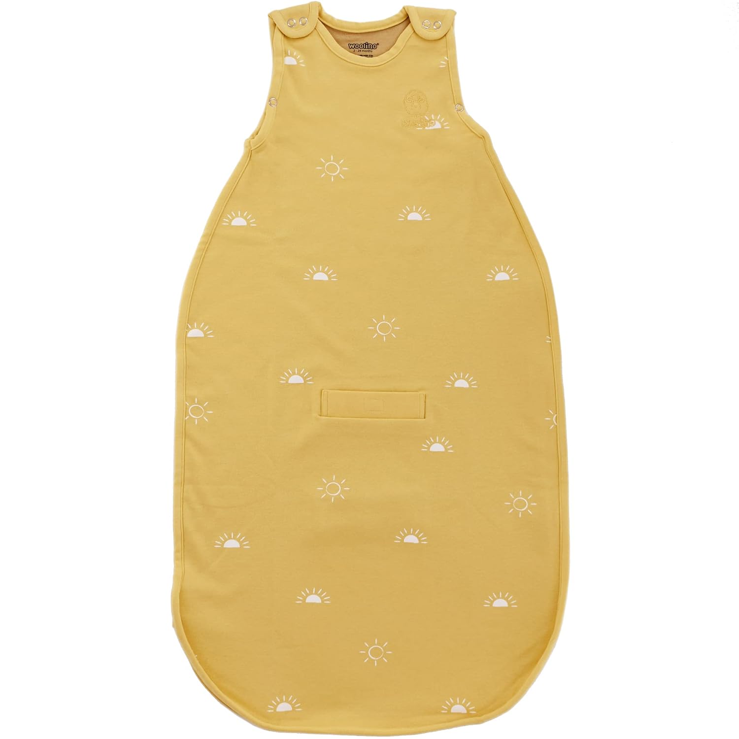 Woolino Merino Wool & Organic Cotton Baby Sleep Sack 2-24 Months – Ultimate 4-Season Baby Sleeping Bag, Universal Size Wearable Blanket, 2-Way Zipper & Adjustable Fit, Year-Round Use - Sun