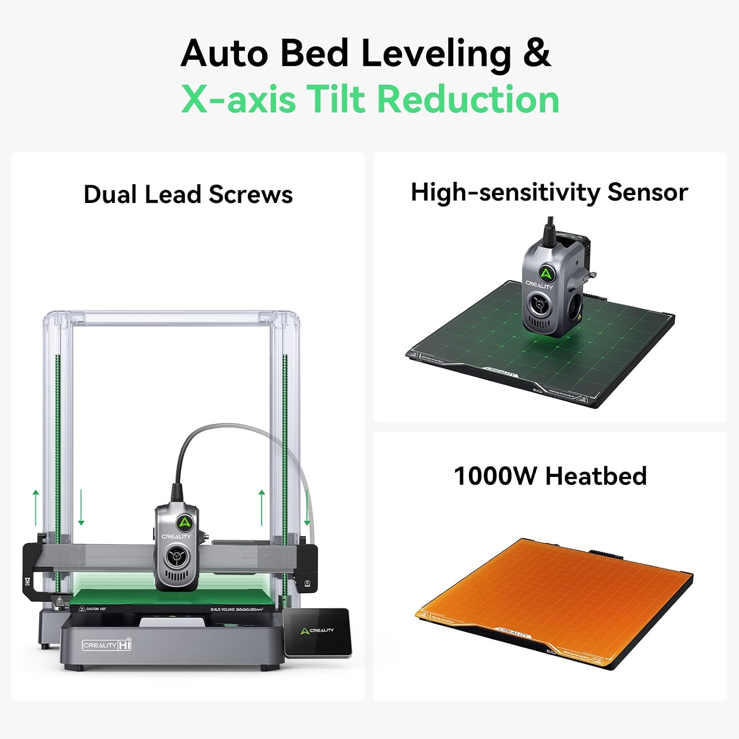 Creality Hi Combo (A) 3D Printer Multi Color 3D Printer with CFS 95% Pre-Assemble 500mm/s High Speed Auto-Leveling Automatic Filament Reading All-Metal Frame 10.24×10.24×11.81inch