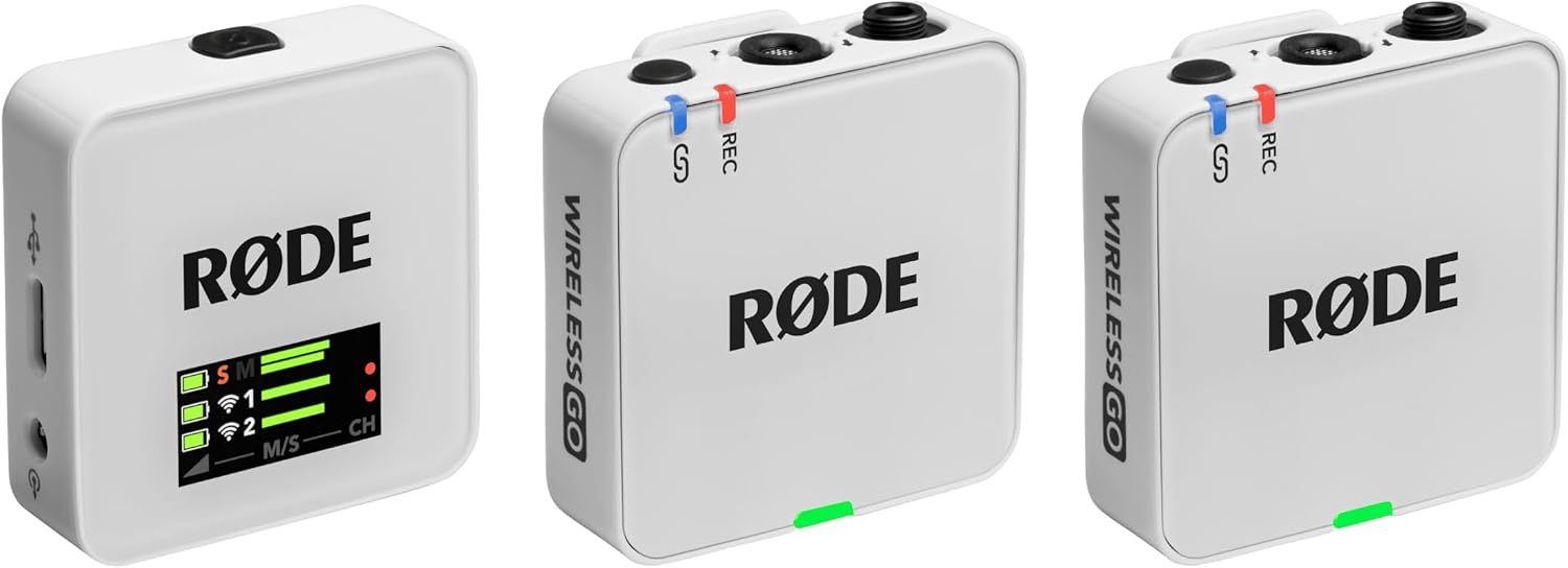 RØDE Wireless GO (Gen 3) – Compact Wireless Mic – Pristine Audio, 32-bit Float Recording, Automatic Level Control, for Phones, Cameras and Computers (White)