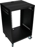 Rockville RR14U 14U Live Sound/Recording Studio Rack Case with Wheels, Reversible Rack Rails, Front & Rear Mounting, Cable Management Ports, 440lb Capacity