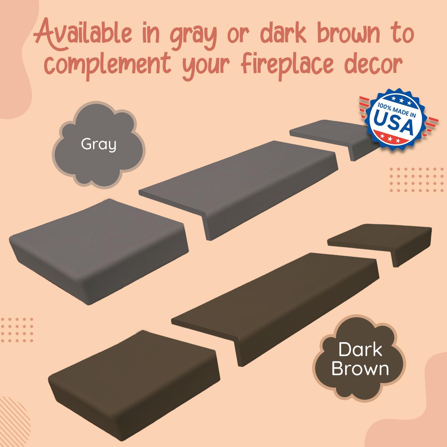 Soft Seat Edge Cushion Fireplace Hearth Guard Bumper Pad Child Proof Padding (Medium, Gray-fits Width from-69-80')