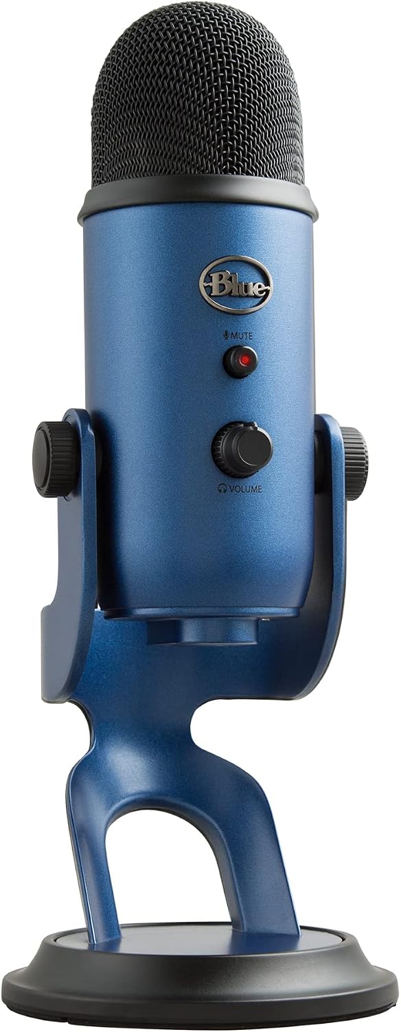 Logitech Creators Blue Yeti USB Microphone for PC, Mac, Gaming, Streaming, Podcasting, Studio and Computer Condenser Mic with Blue VO!CE Effects, 4 Pickup Patterns, Plug and Play - Midnight Blue
