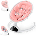 BabyBond Baby Swings for Infants, Bluetooth Infant Swing with Music Speaker, 3 Seat Positions, 5 Point Harness Belt, 5 Speeds and Remote Control - 1 Pcs (Pink)