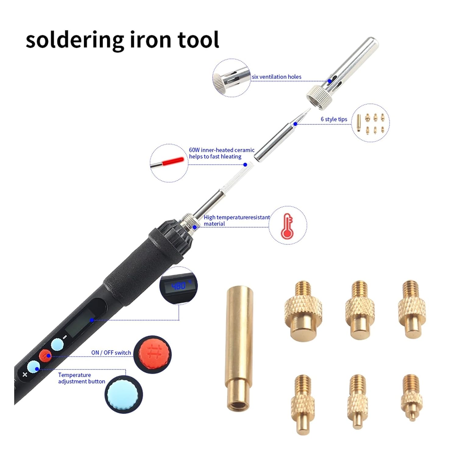 Heat Set Insert Press Tool Stealth Press Kit Soldering Iron Tip Thread Insert Nut Embedded Kit M2 M3 M6 M8 for 3D Printing Parts(No Soldering Iron)